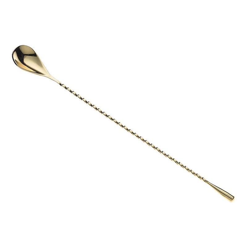 Barfly Teardrop Bar Spoon, End 11 13/16" (30 cm), Gold - Image 1